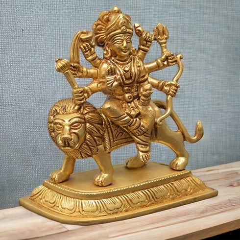 Tamas Brass Handcrafted  Ambe/Durga Maa Idol Murti for Mandir Statue / Idol with Antique Finish (Pack of 1)